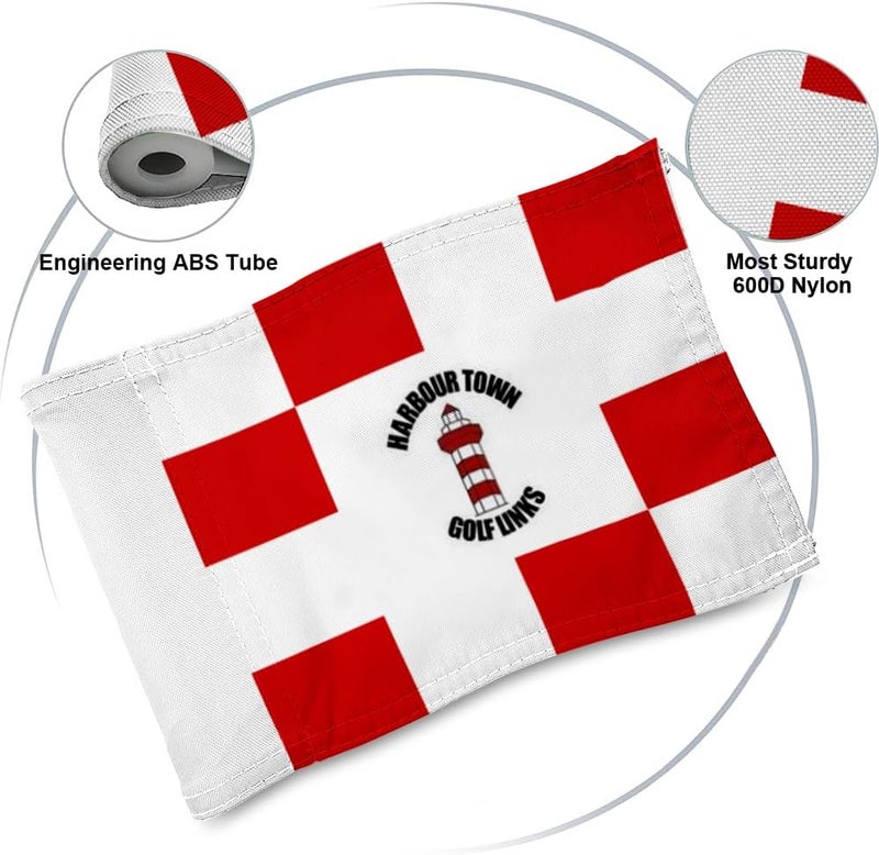 2BUT Harbour Town Golf Links Golf Pin PGA Flag Practic Putting Green Golf Flag For Backyard Garden Double-Sewn 600D Nylon Miniature Pin Flag Regulation Tube Flag(Red 8"X6") - Image 3